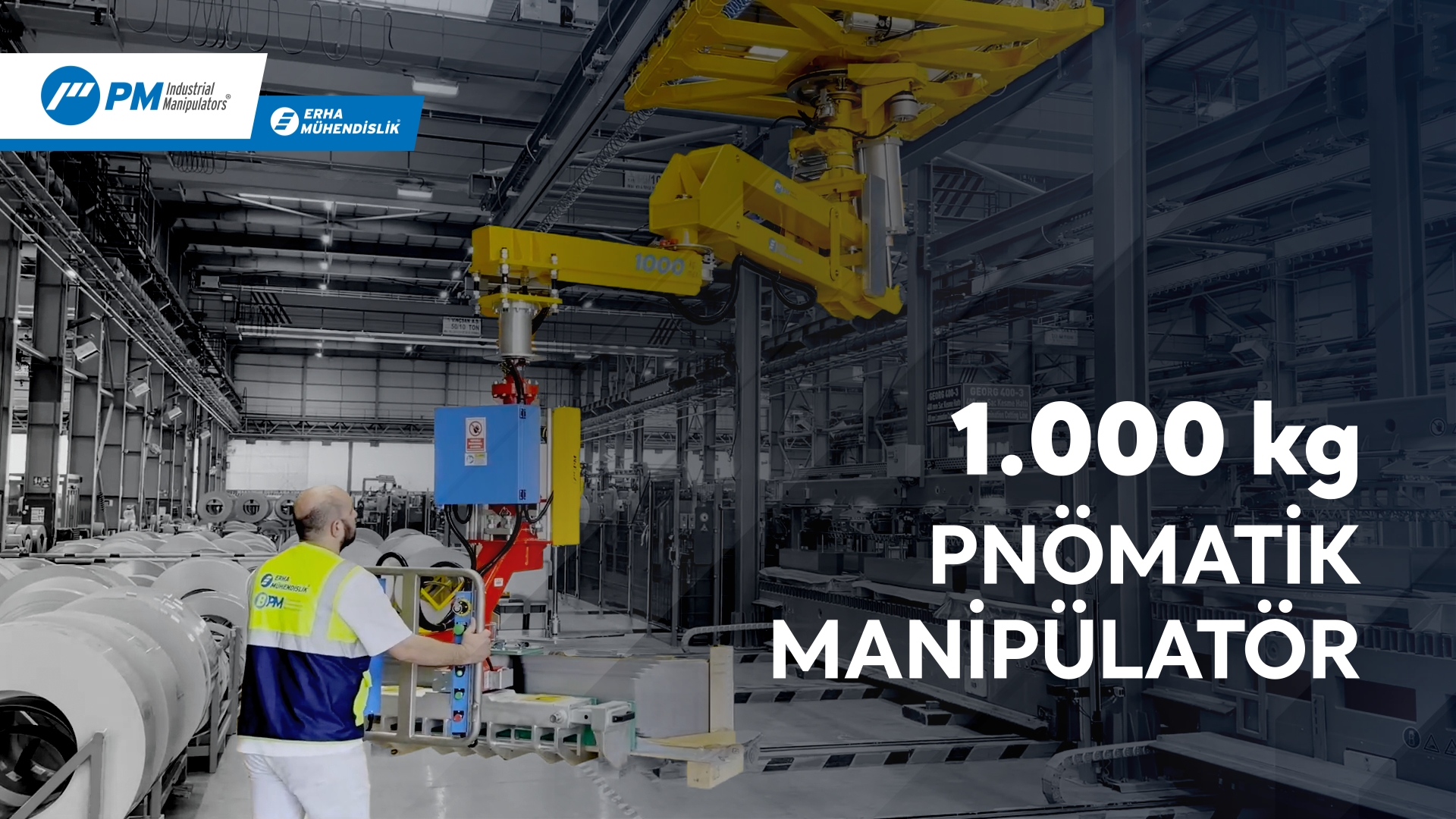 1000 kg Yük Taşıyan Pnömatik Manipülatör | Tek Operatör ile Kontrol | PM